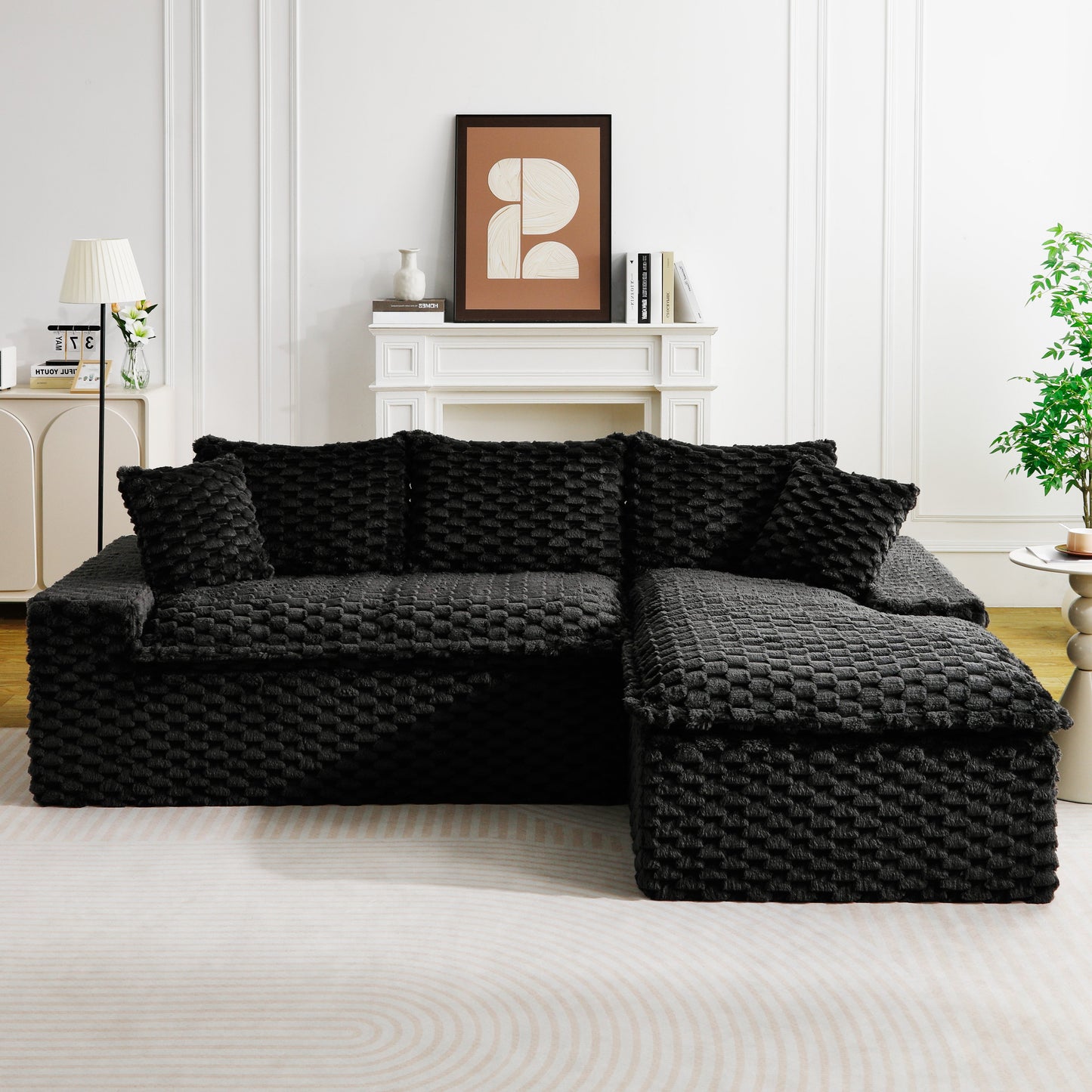 Black Turtle Velvet Versatile Convertible Sofa