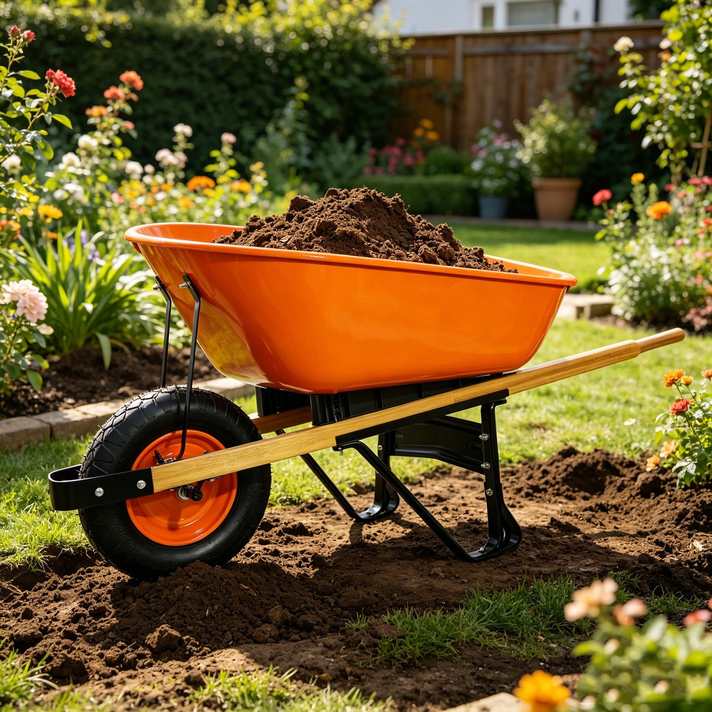 Steel Tray Wheel Barrow - Two Wheeled Trolley