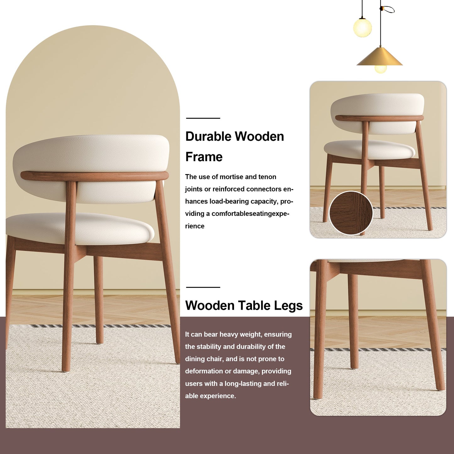Mid-Century Modern Wood Feet Dining Chair Set of 2