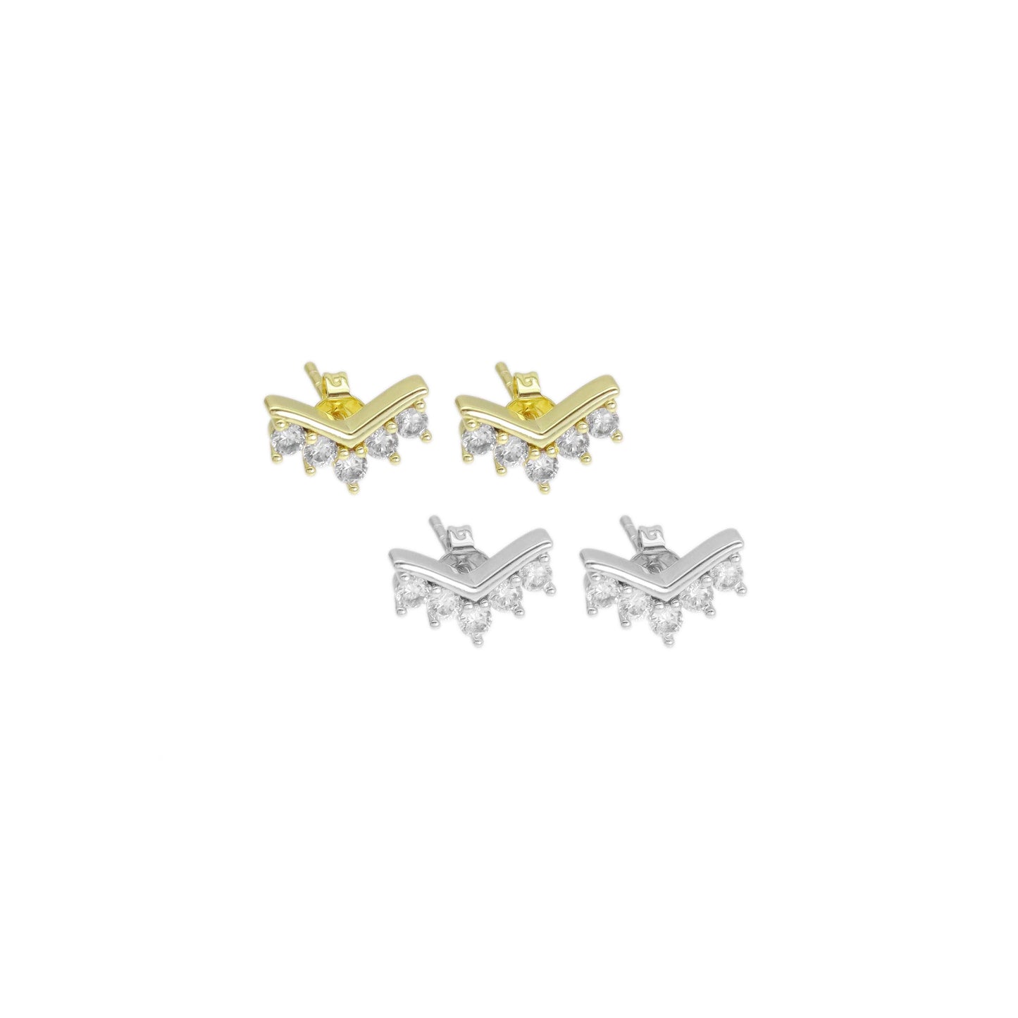 Gold Shape V Wing Shape Stud Earrings, Sku#A167