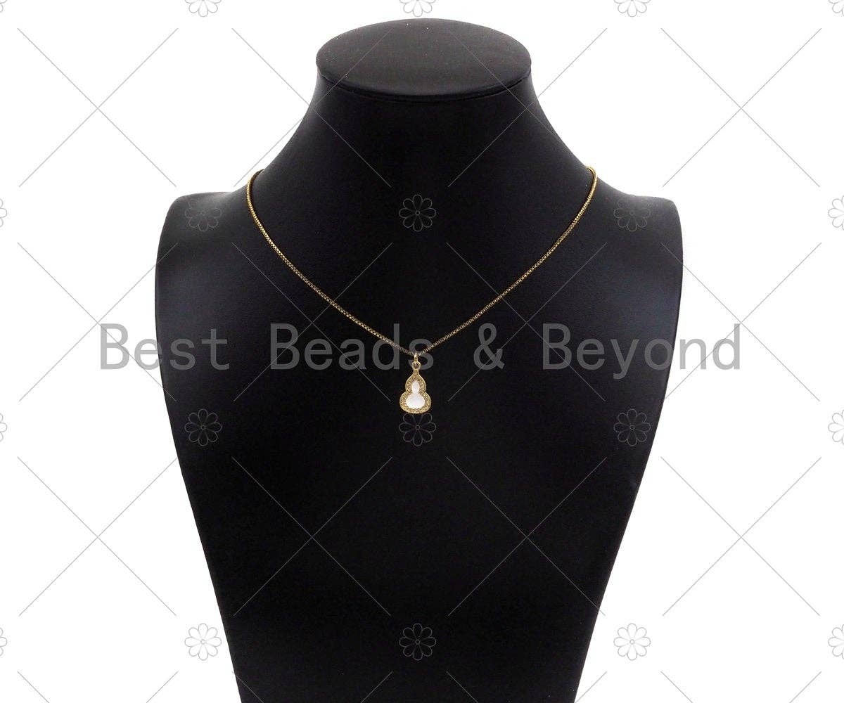 Enamel Pink/Red/Black/White Gourd Shape Pendant,CZ Micro Pave 18K Gold Enamel Charm,Enamel Jewelry,10x17mm,Sku#LK305