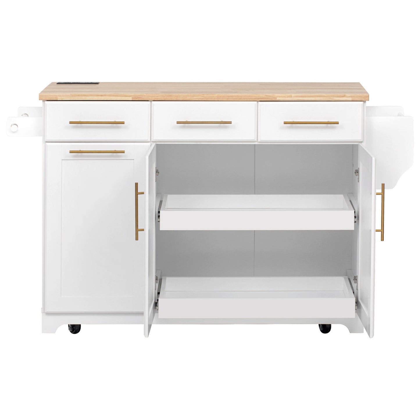 K&K 59.3" Kitchen Island with Storage