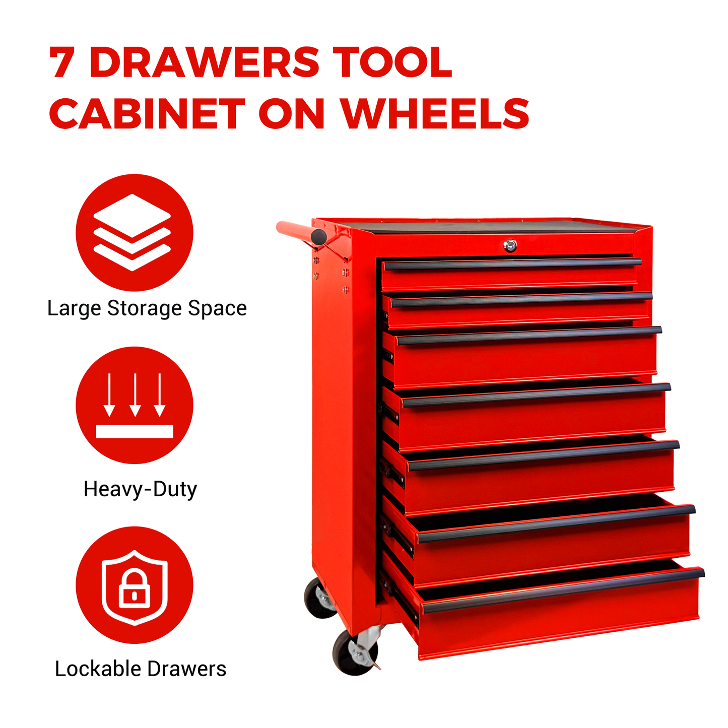 Rolling Metal Tool Chest with 7 Drawers