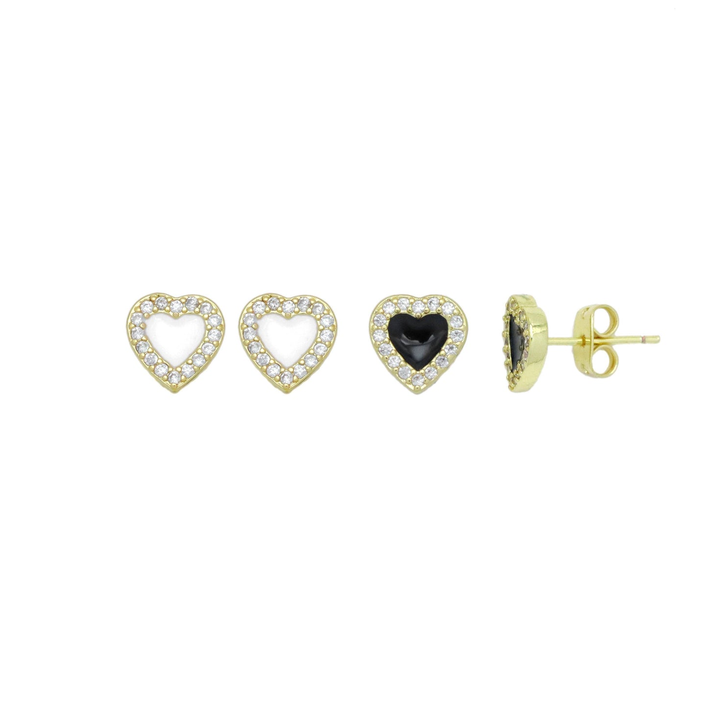 Clear CZ Heart Shape Stud Earrings, Sku#LK979