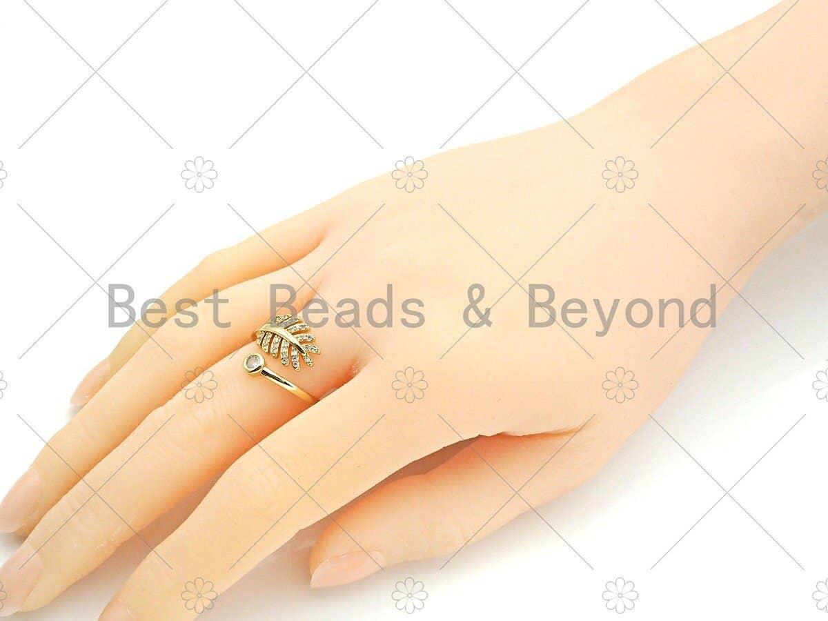 CZ Leaf Shape Adjustable Ring, Sku#X194