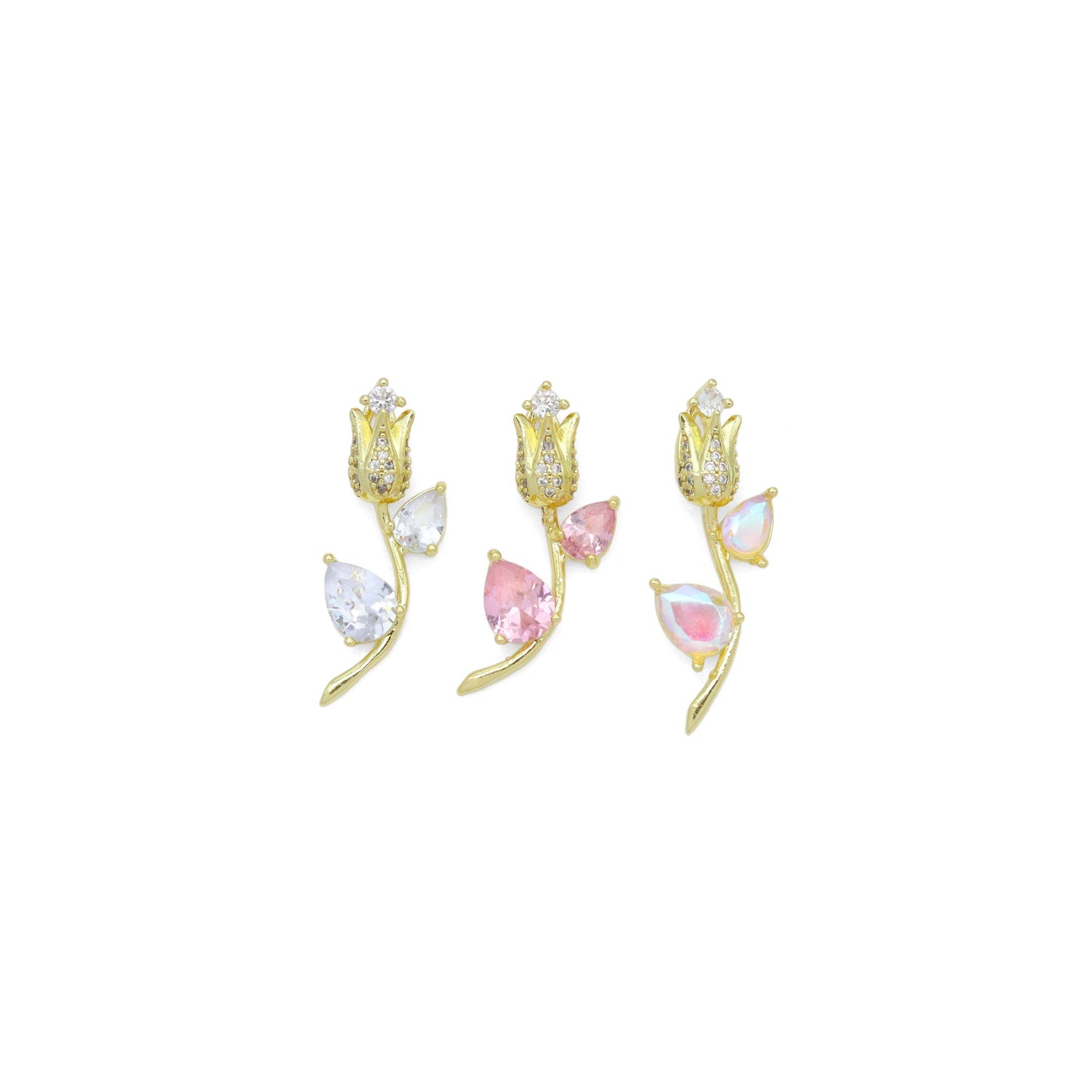CZ Crystal Tulip Flower Charm Pendant, Sku#Lk1057