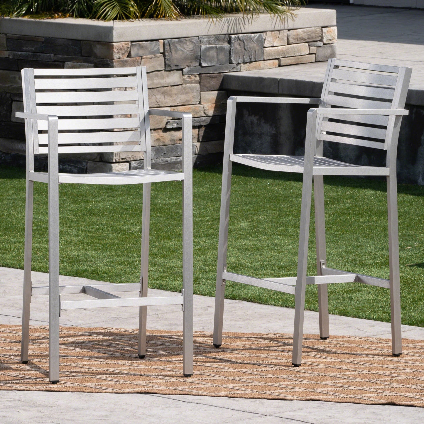 Outdoor 29.50" Barstools with Rust-Proof Aluminum Frame, Set of 2