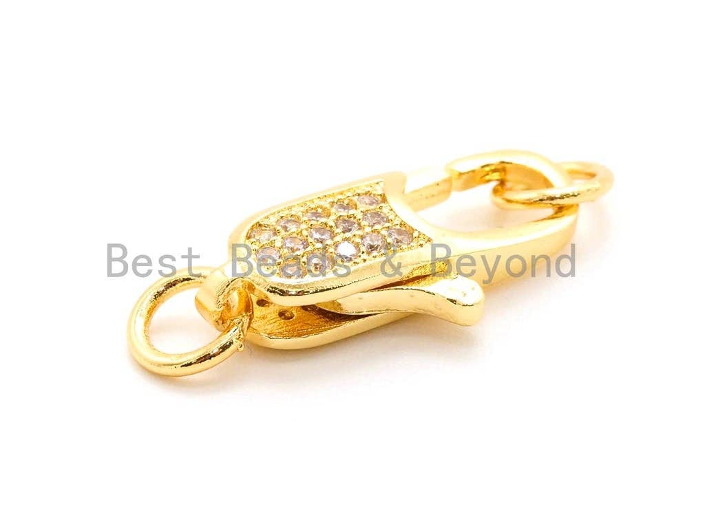 CZ Micro Pave Small Lobster Claw Clasp, Cubic Zirconia Clasp,sku#H44