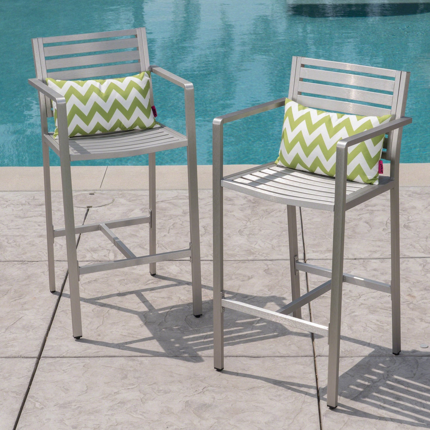 Outdoor 29.50" Barstools with Rust-Proof Aluminum Frame, Set of 2