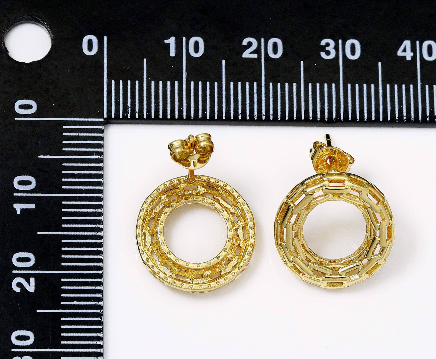 Filigree Gold Donut Stud Everyday Earrings, Sku#LK741