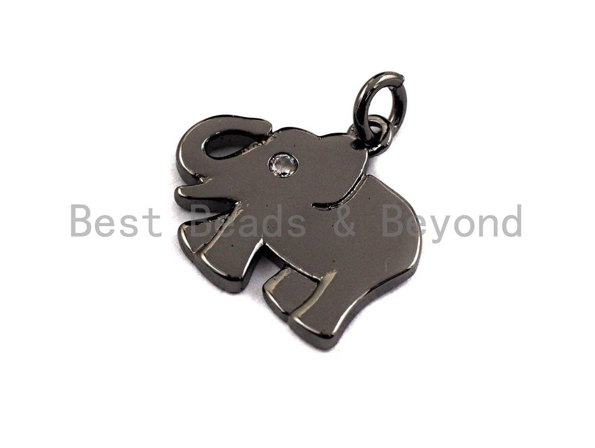 CZ Micro Pave Elephant Shaped Pendant/Charm, Cubic Zirconia