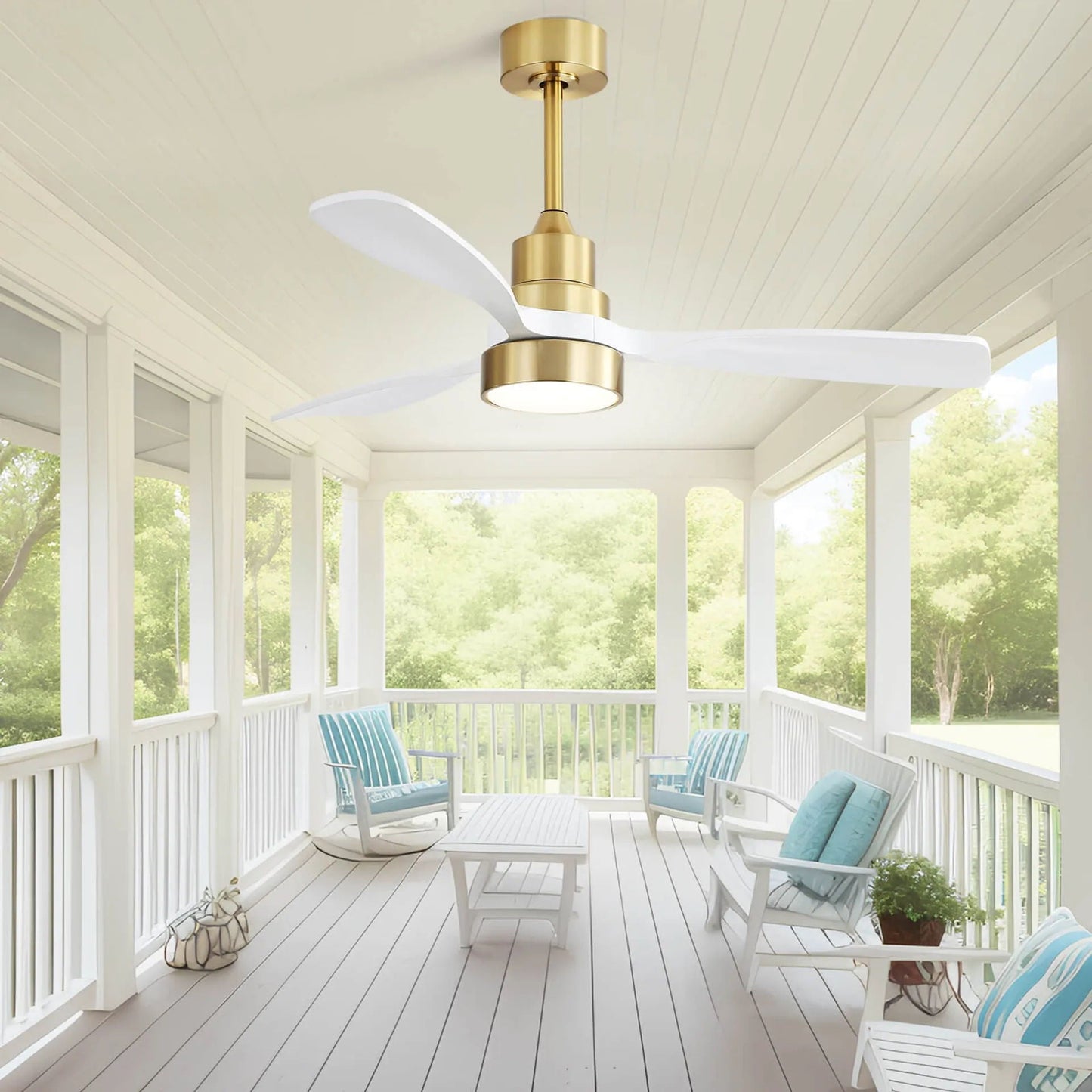 Indoor Ceiling Fan with Dimmable LED Light, 6-Speed Remote, Reversible Blades