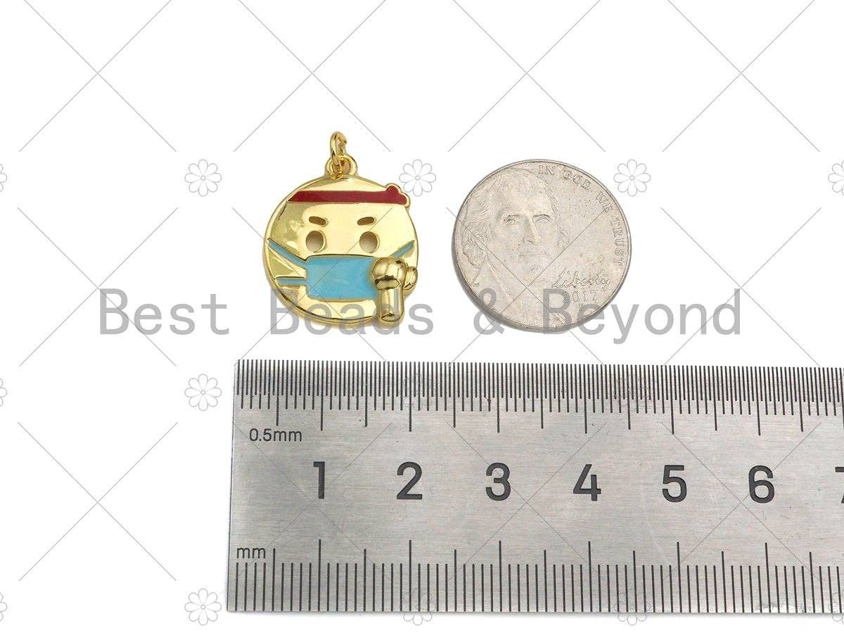 18K Gold Popular EMOJI Charm, Fun Emoji charm, Emoji pendant, Fun Jewelry, Enamel emoji charm, Necklace Bracelet Charm,18x21mm,Sku#LK304