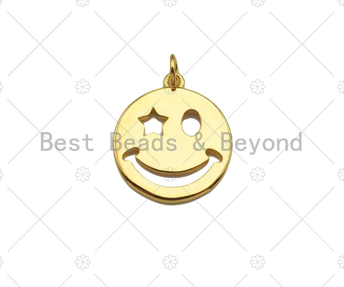 Dainty Gold/Silver Smiley Cute Face Shape Pendant/Charm, Smiley Face Medallion Charm,Necklace Bracelet Charm Pendant,20x18mm, Sku#LK241