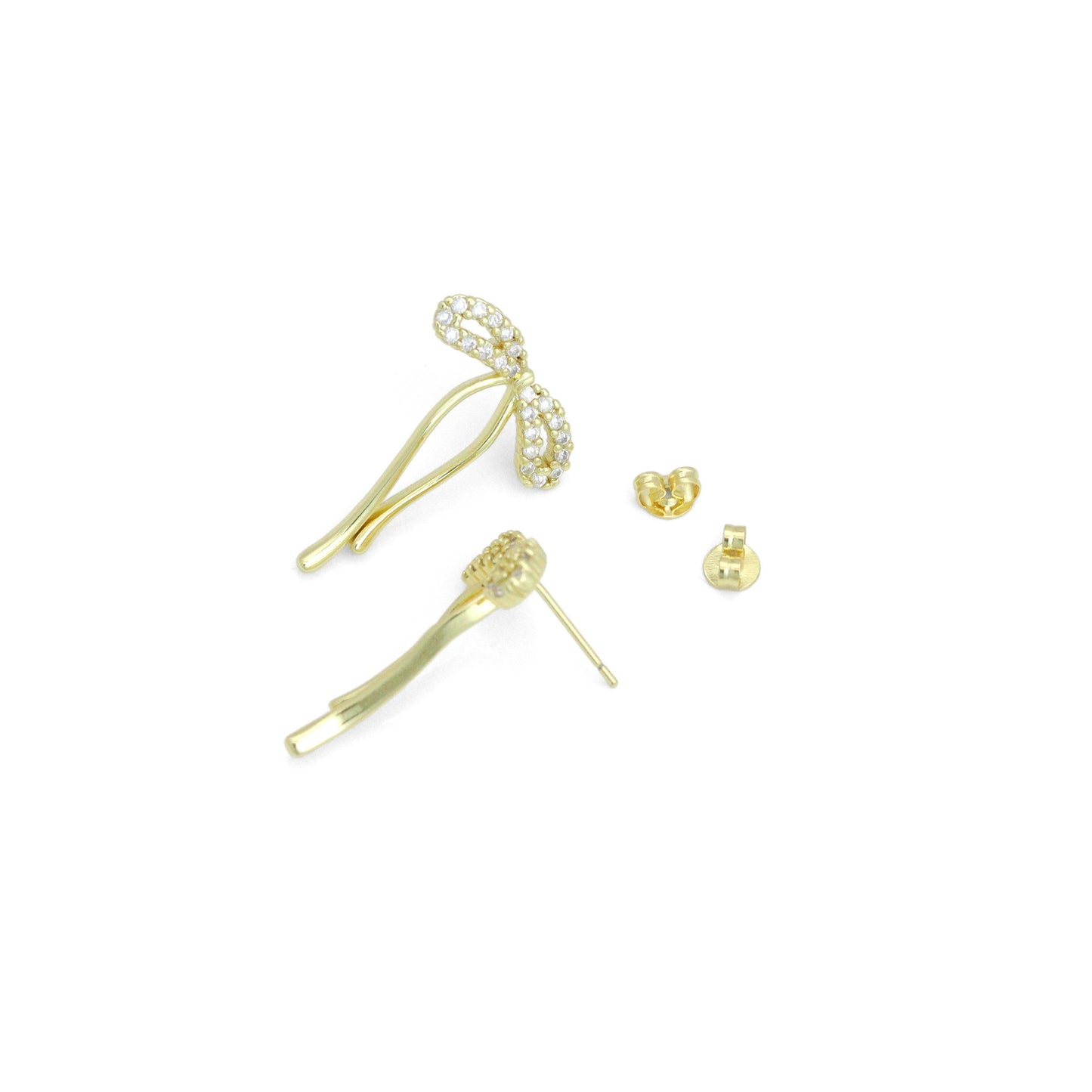 Clear CZ Bowknot Stud Earrings, Sku#LK1218