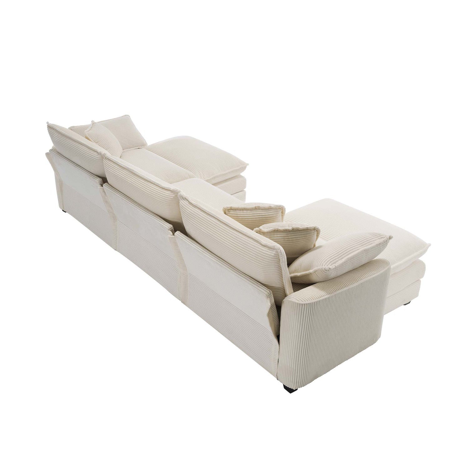 Oversized Modular Cushion Sofa With Ottomans, Comfy Upholstered U Shaped Convertible Corner Sectional Sofa Couch - Light