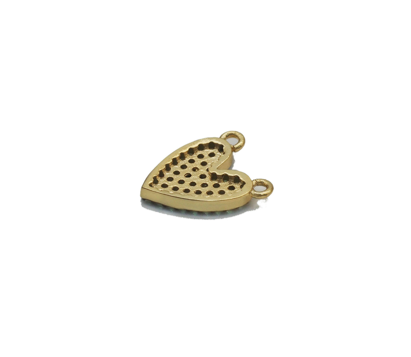 Colorful CZ Gold Heart Charm, Sku#LK772
