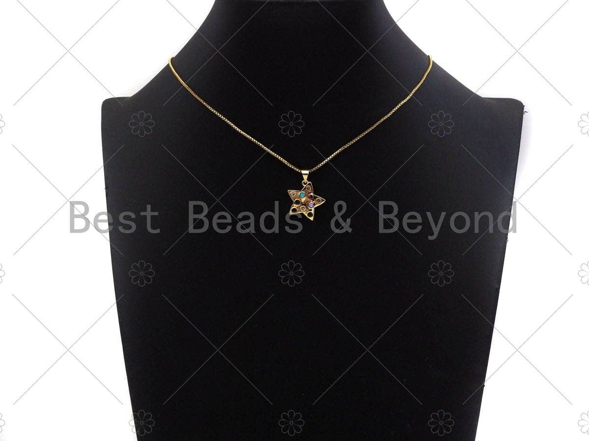 Colorful CZ Micro Pave Heart Star Clover Pendant Charm, Gold Filled star, heart, shamrock Charm, sku#L353