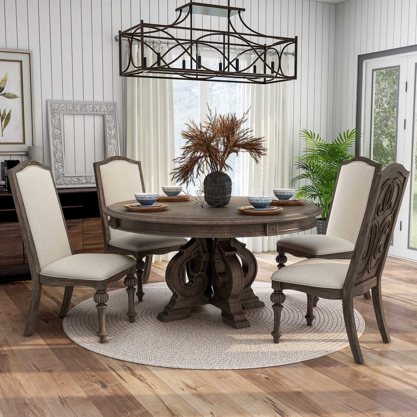 Elegant Rustic 5pc Dining Set