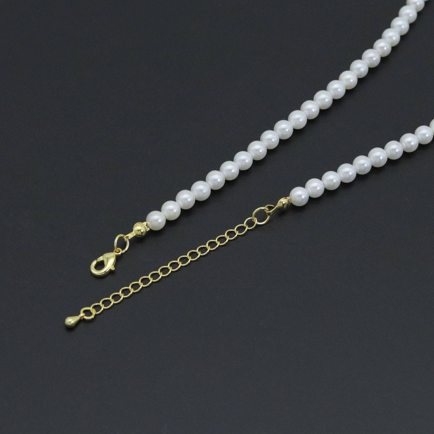White Pearl Beads Necklace, Sku#EF590