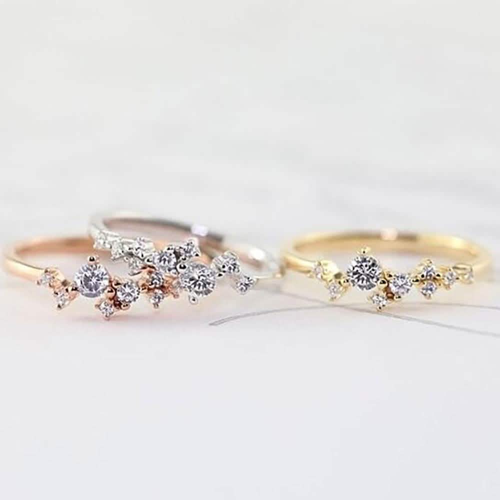 Delicate Cz Stackings Ring In 18Kt Gold