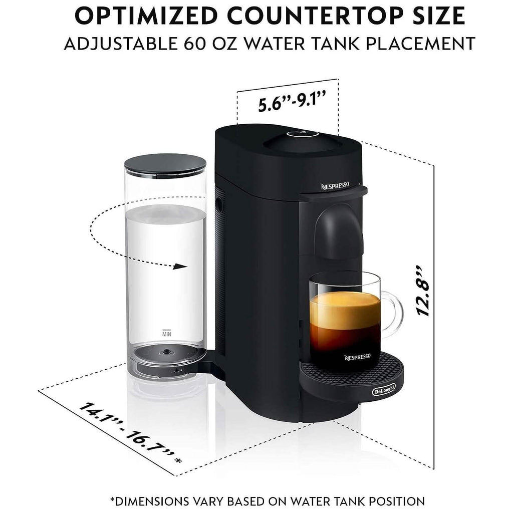 De'Longhi Nespresso VertuoPlus コーヒー＆エスプレッソマシン、38オンス、マットブラック（整備済み）