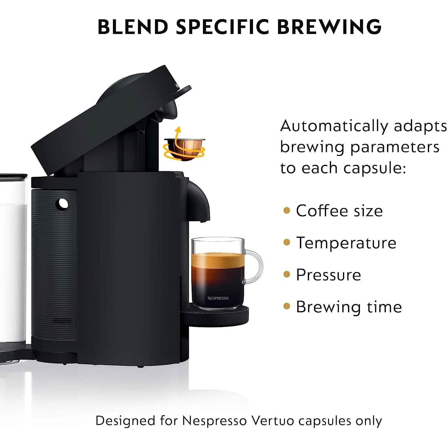 De'Longhi Nespresso VertuoPlus コーヒー＆エスプレッソマシン、38オンス、マットブラック（整備済み）