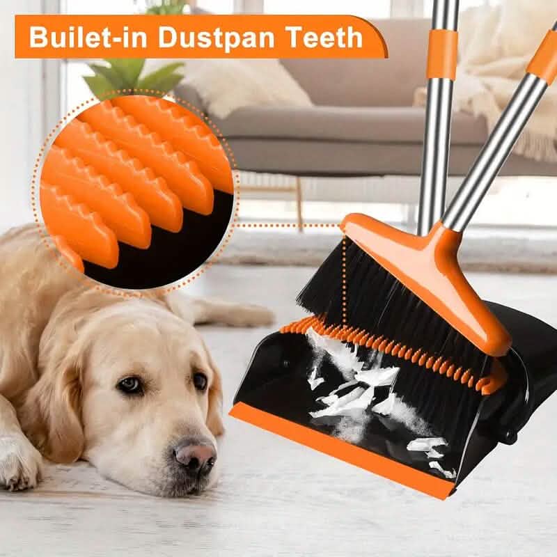 Deluxe Stand Up Broom and Dustpan Set