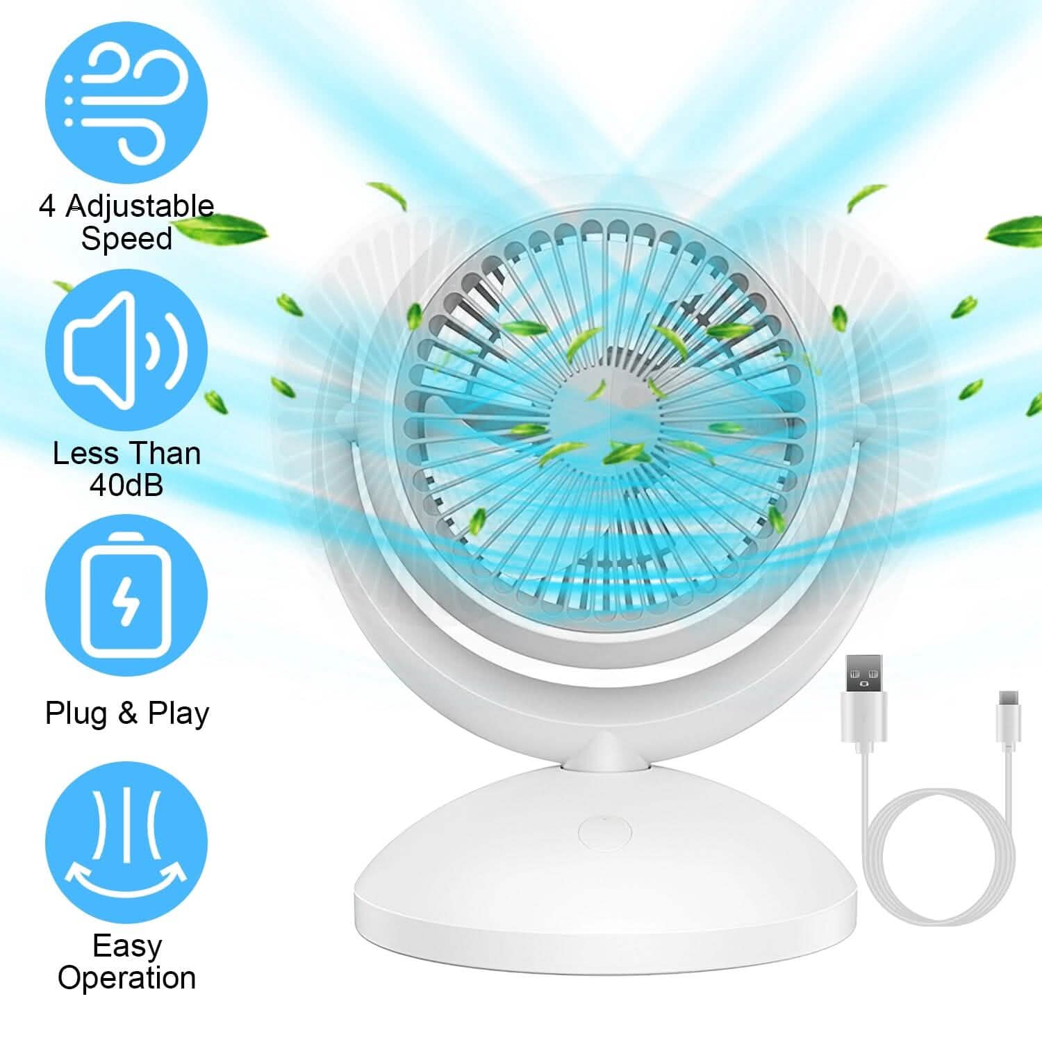 Desk Air Circulator Fan 4 Speed Adjustment