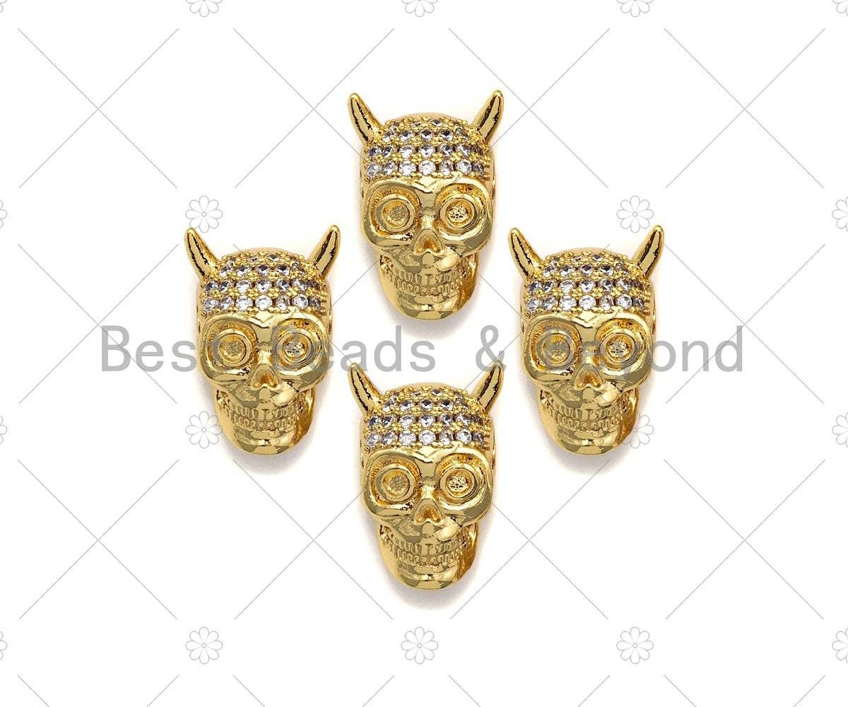 CZ  Micro Pave Skull Spacer Beads, Micro Pave Cubic ZirconiaBeads, Monster Head Beads, Large Hole Beads, Men's Jewelry Findings, sku#LK93
