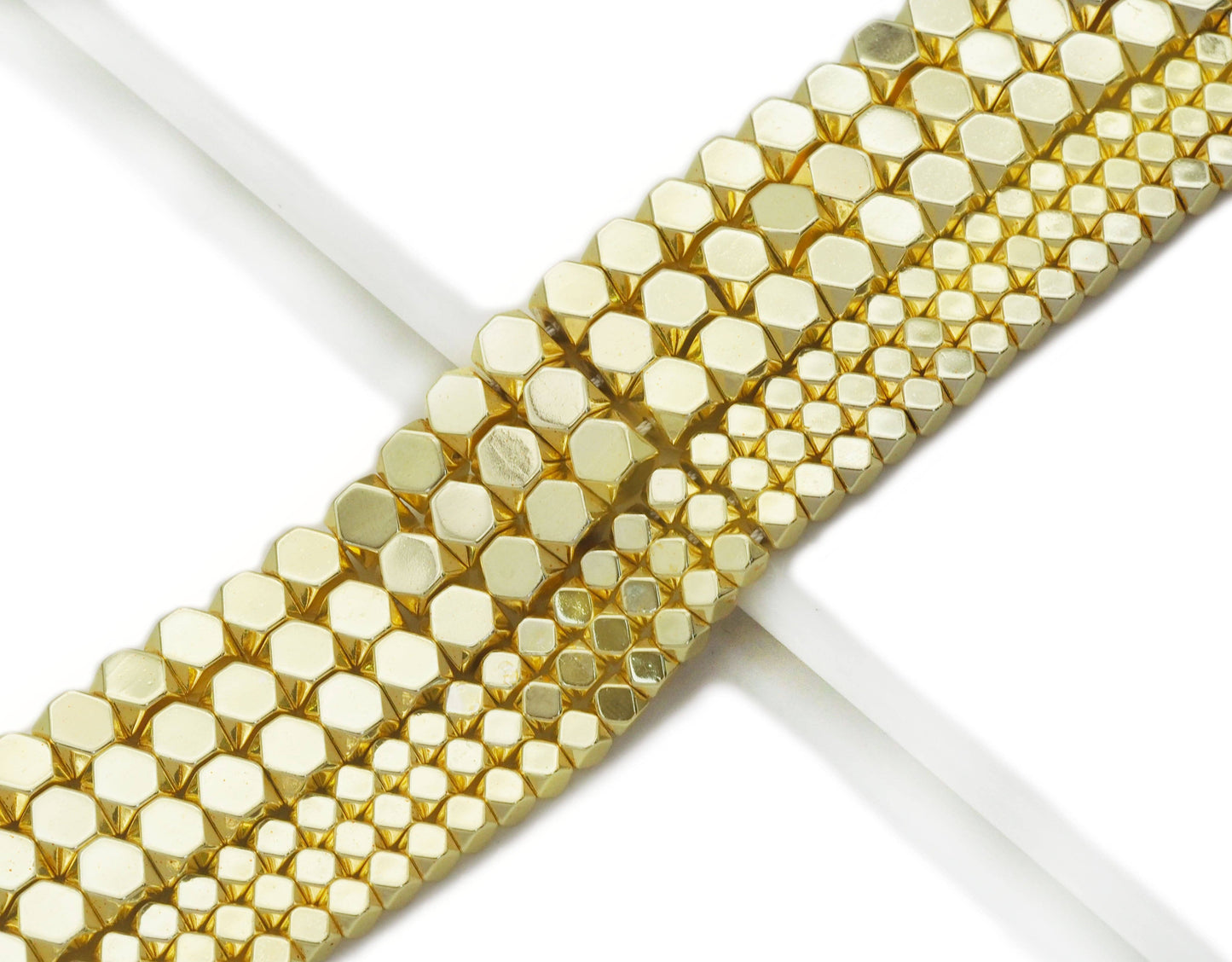 Natural Light Gold Hematite Cube Smooth Beads, Sku#S147