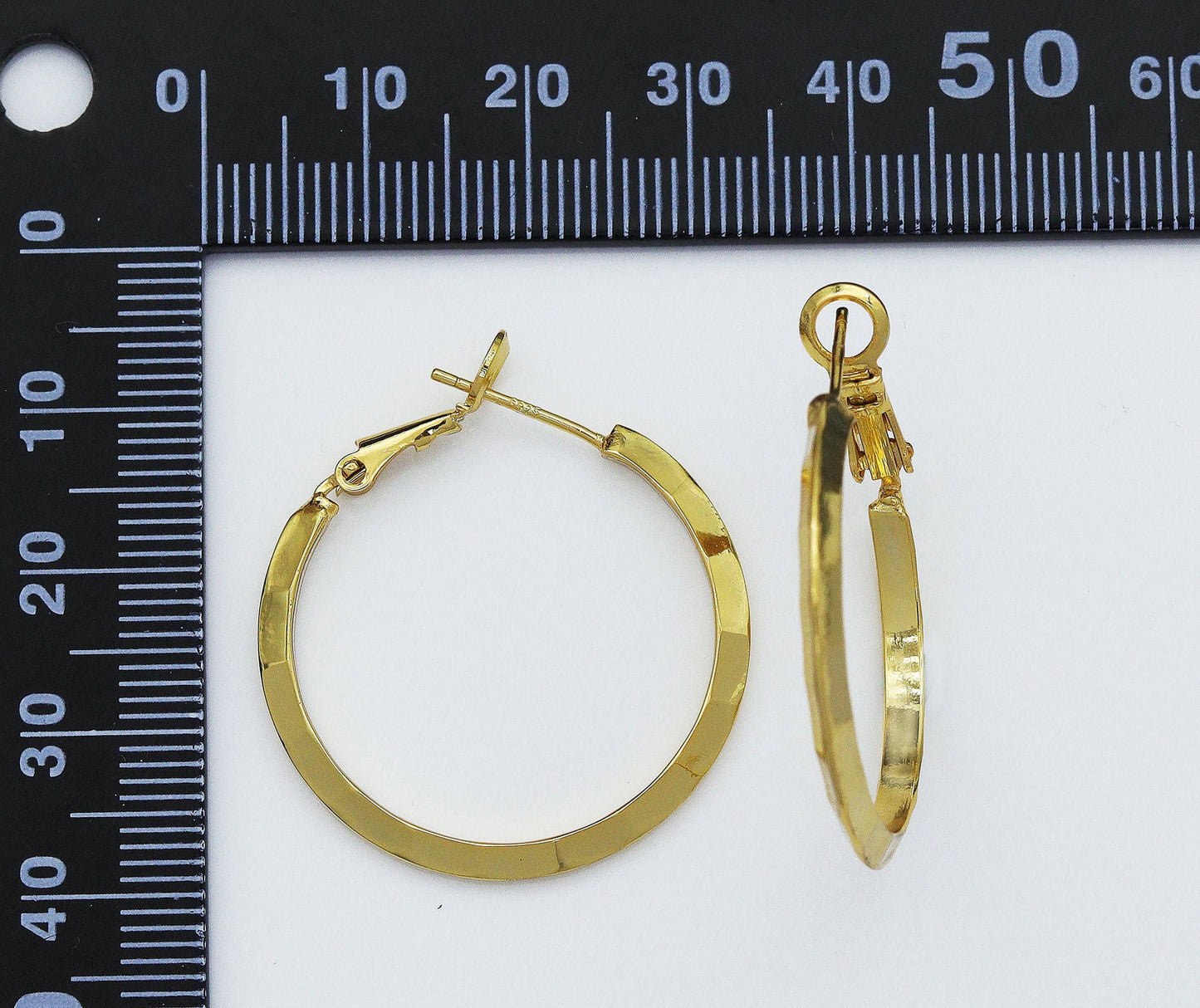 Gold Round Ring Huggie Hoop Earrings, Sku#B194