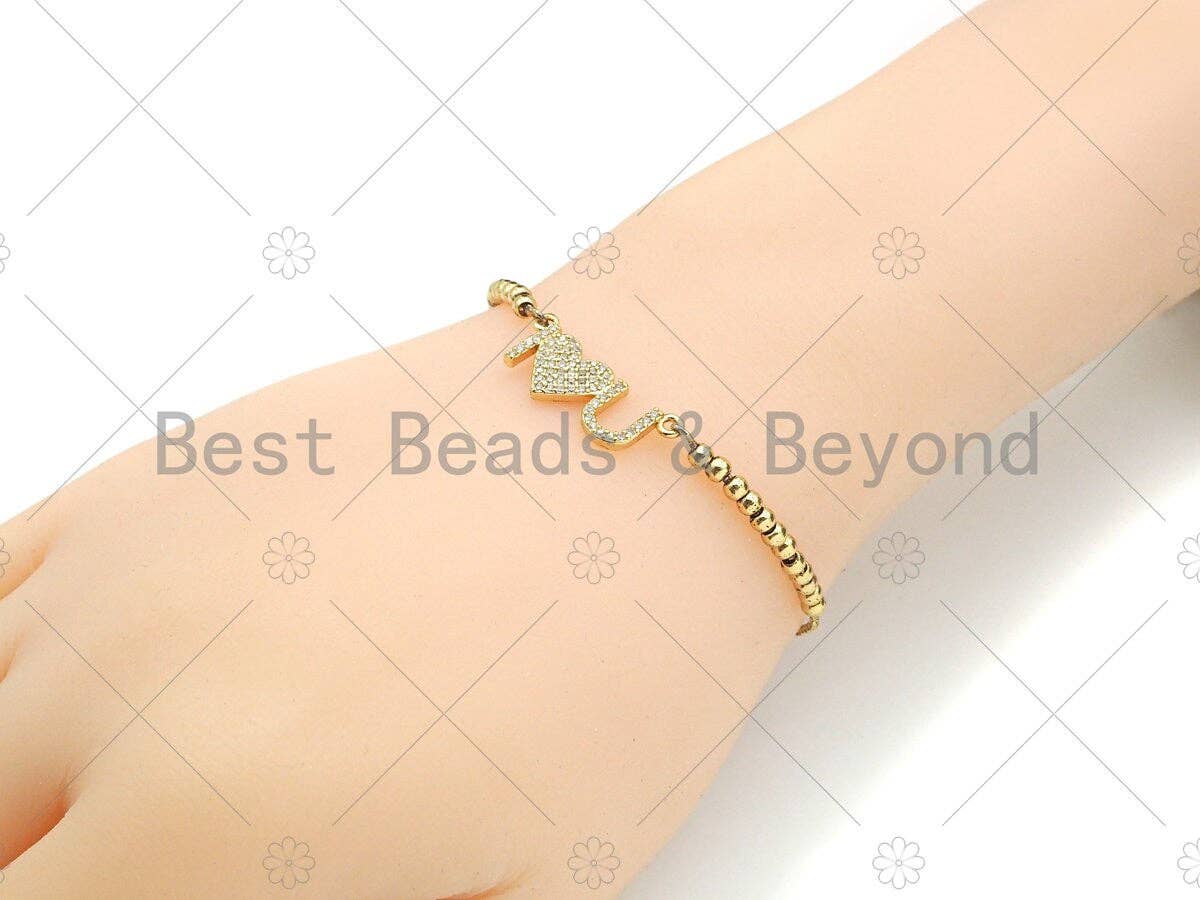 Gold Filled CZ Micro Pave I Love U Heart Shape Pendant, 18K Gold Filled Love Charm, Necklace Bracelet Pendant,11x24mm,Sku#LD106