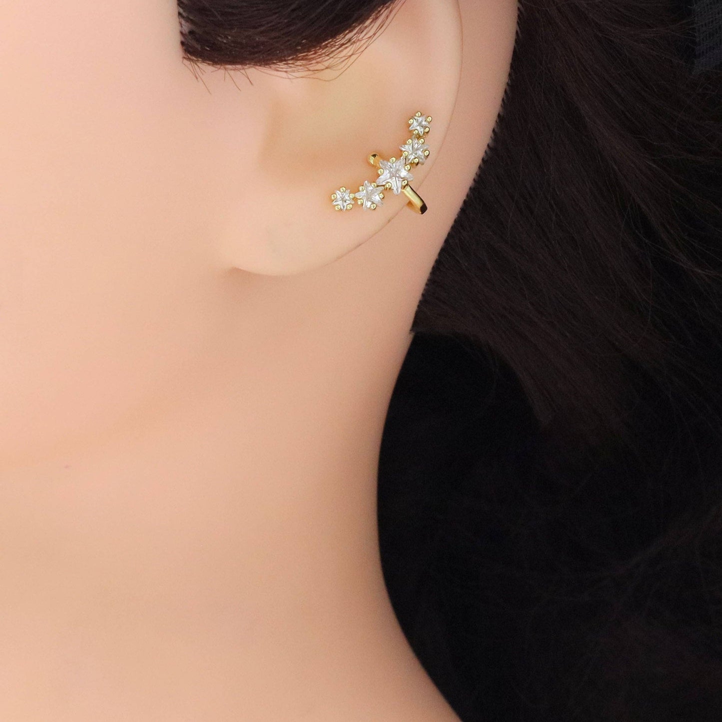 Crescent Moon Shape CZ ear cuff, Sku#LD557