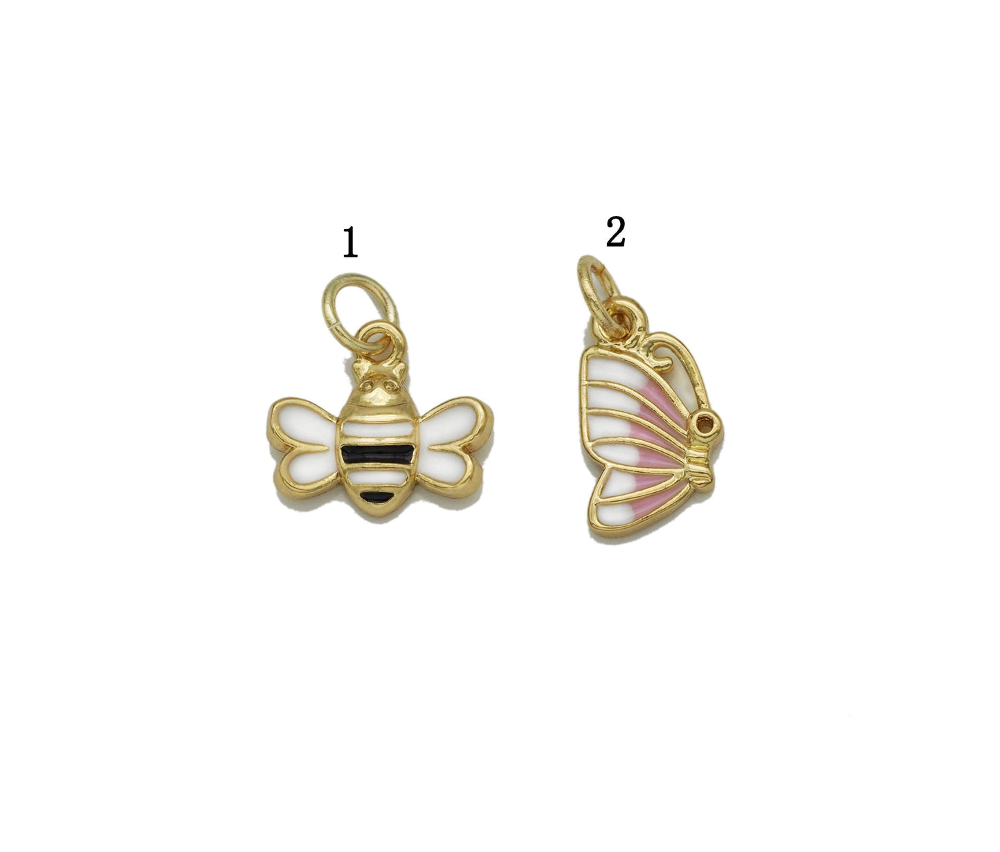 Tiny Enamel Enamel Bee Butterfly Charm, Sku#Y758