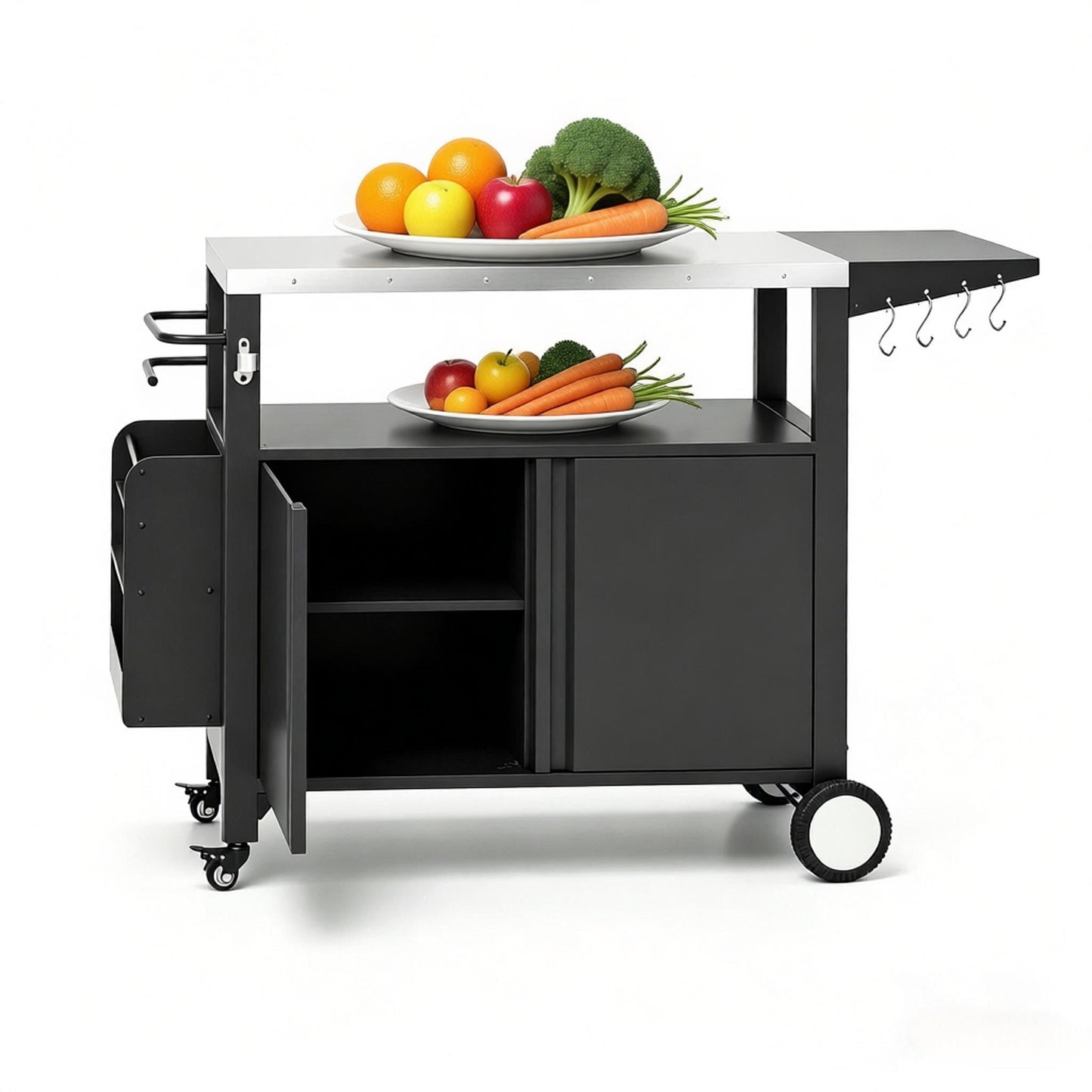 Convenient Kitchen Island & Movable Grill Cart Table