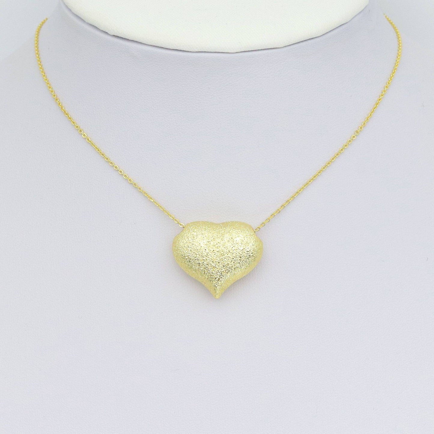 Sparkly Gold Puffy Heart Shape Charm Pendant, Sku#LD644