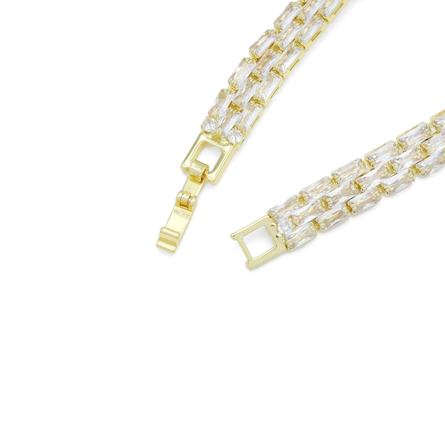 Rectangle CZ Watch Band Style Bracelet, Sku#A348