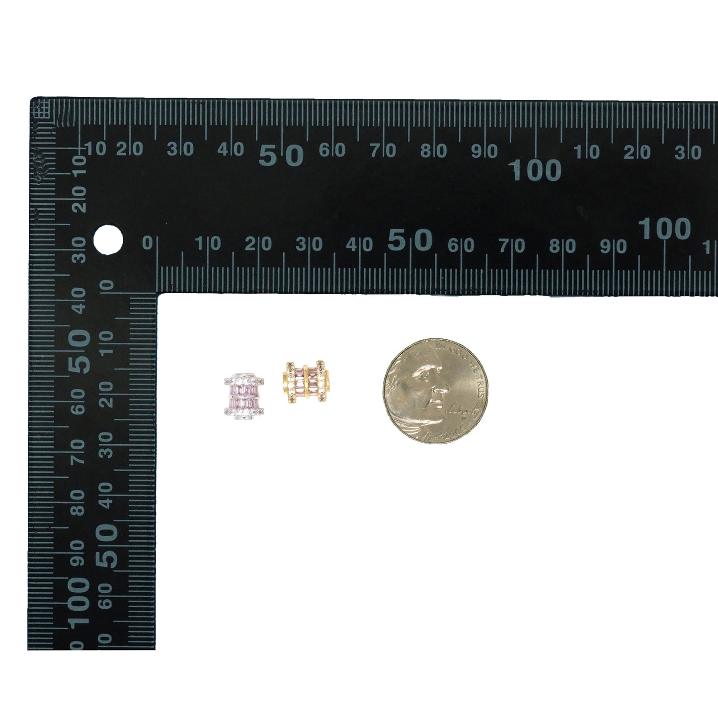 CZ Tube Gold Silver Spacer beads, Sku#B354