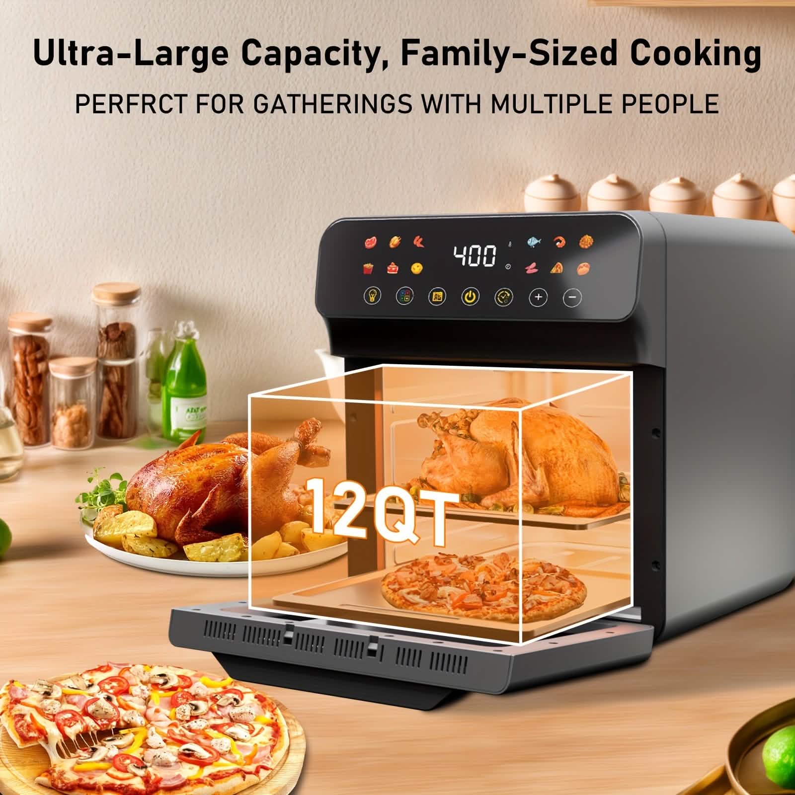 12QT 12-in-1スマートエアフライヤーオーブン