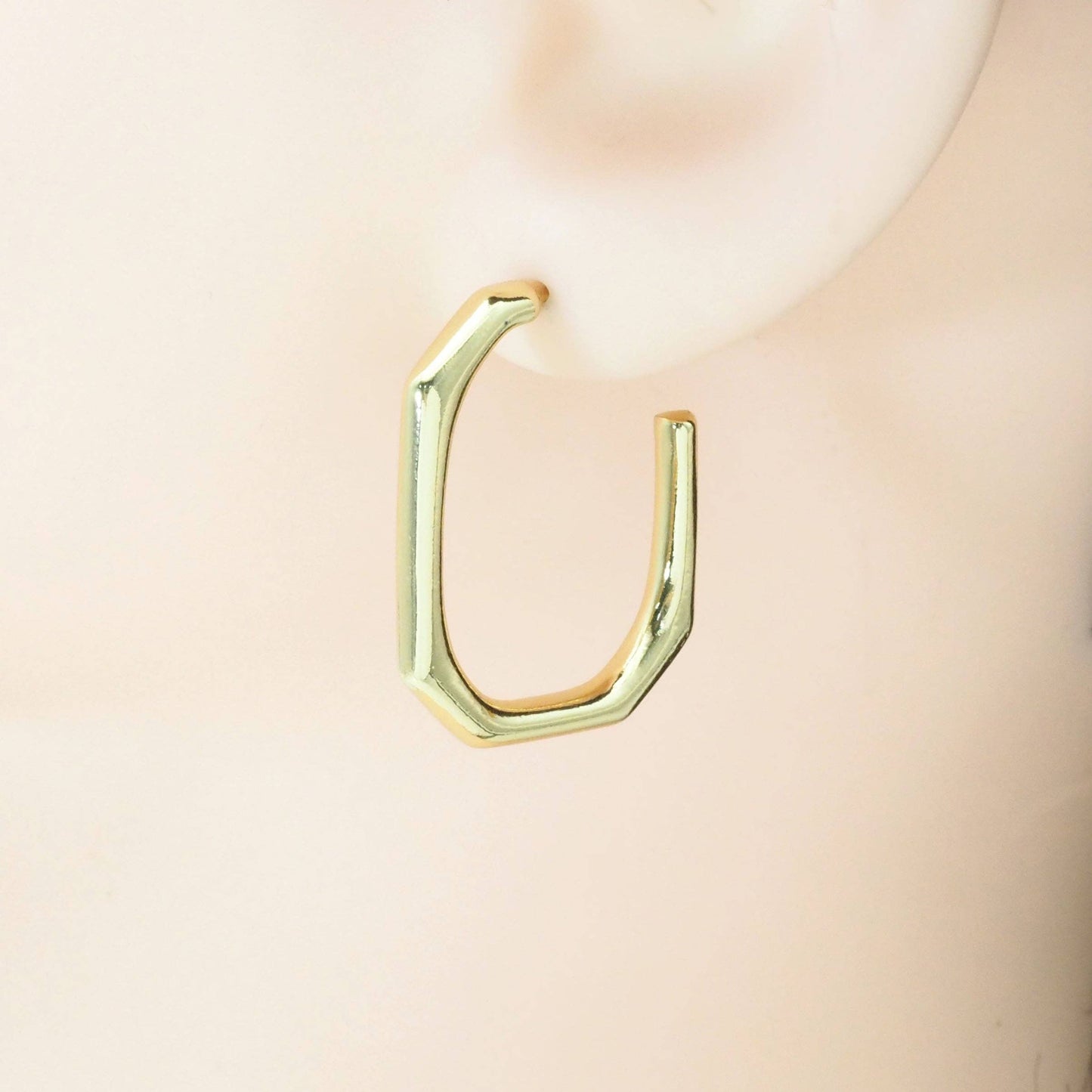 Gold Rectangle Geometry  Earrings, Sku#Y784