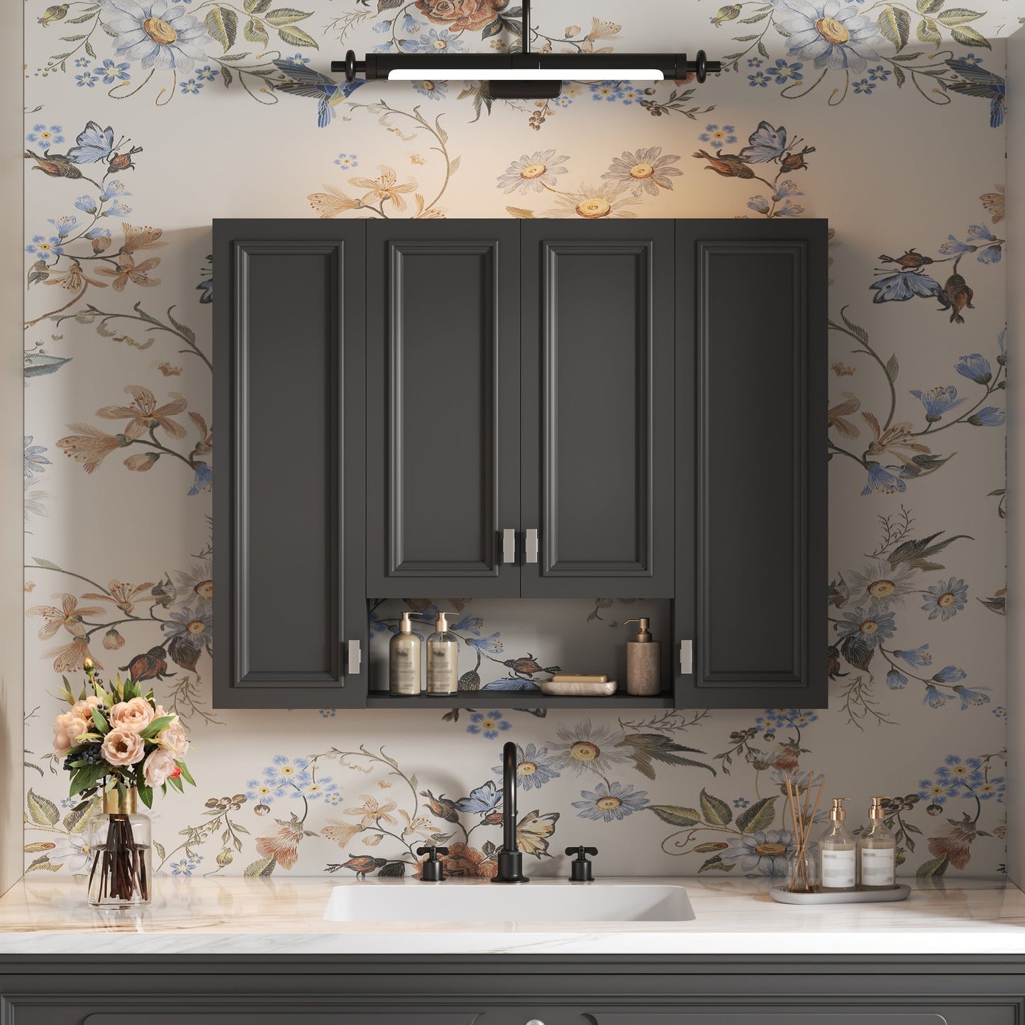 Modern Bathroom Cabinet with 5 Adjustable Shelves