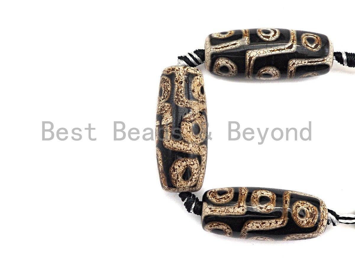 1pc/10pcs Natural Tibetan Agate Beads, Ancient Tibetan Long Oval beads, Dzi Agate Beads, 12x30mm, sku#U537