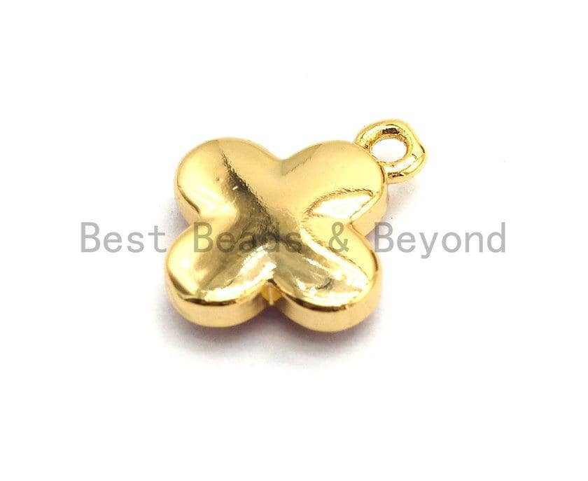 100% Natural Pink Color Shell Clover Flower Pendant Gold/Silver,  Fuchsia Abalone Shell, Natural Pink Shell Charm, 10x13mm,SKU#Z333