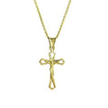 Diamond Cut Cross Necklace in Solid 10K Yellow Gold