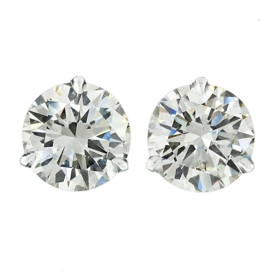 Diamond Stud Earrings F VS2 Round 4 Carat Lab Created 14K White Gold Screw Back