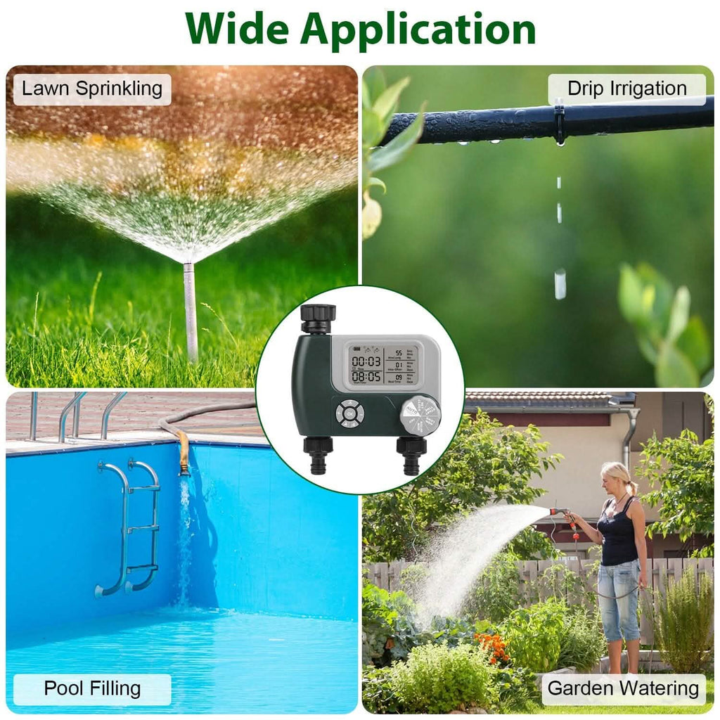 Digital Programmable Sprinkler Timer with 2 Outlet Zones