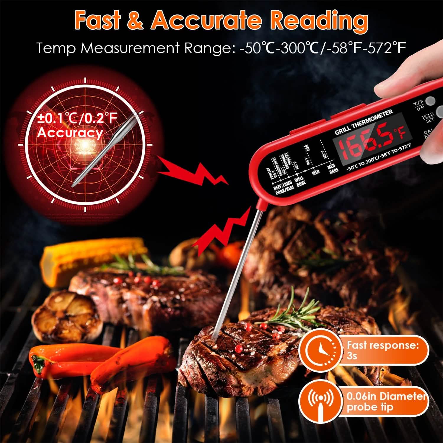 Digital Thermometer BBQ Meat Food Cooking Temperature Tester