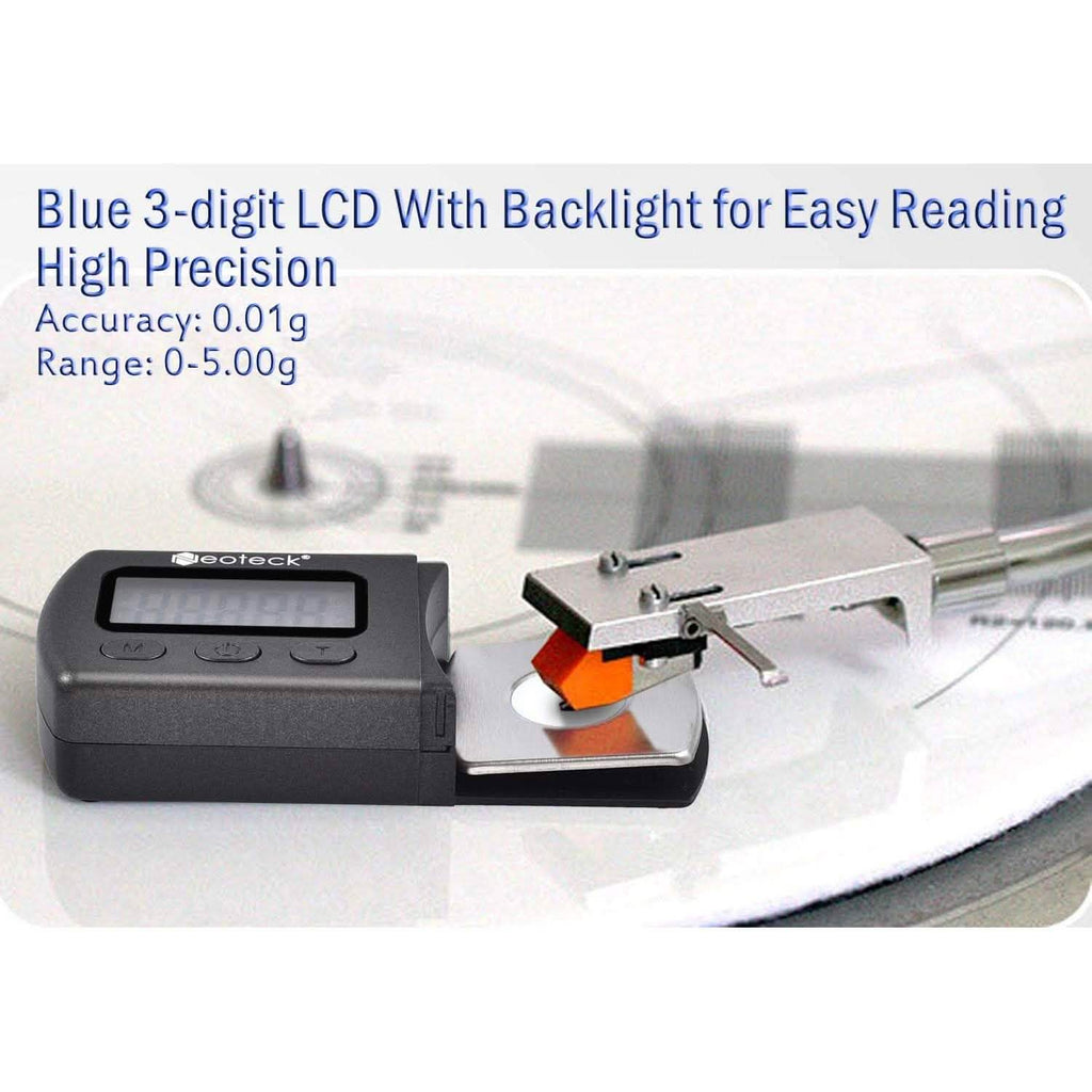 Jauge de force numérique pour stylet 0,01g/5,00g avec écran LCD rétroéclairé bleu pour cellule phono de bras de lecture