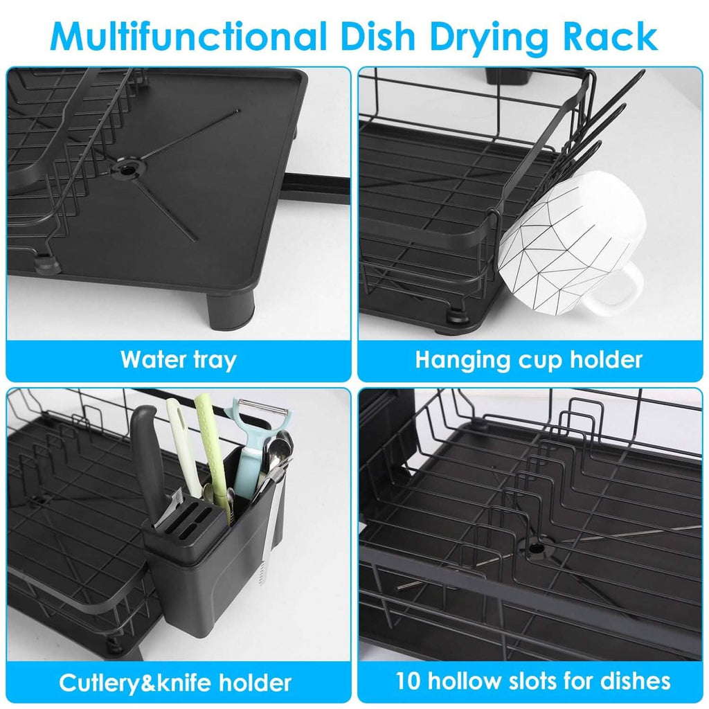 Dish Drying Rack Drain Board Utensil Holder Organizer